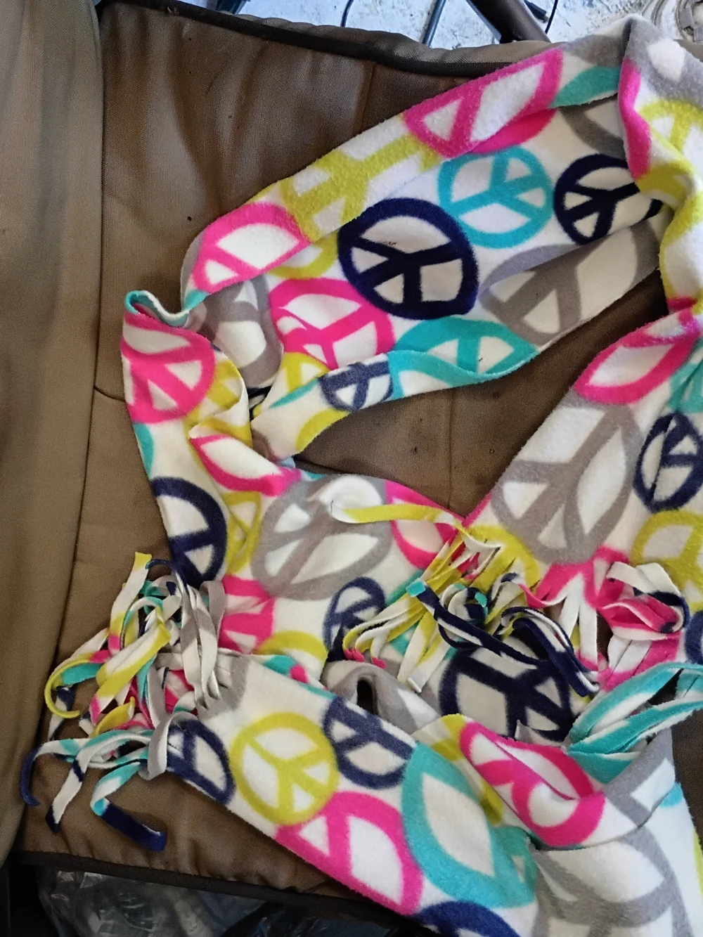 Multi-Color Peace Sign Fleece Scarf - Women